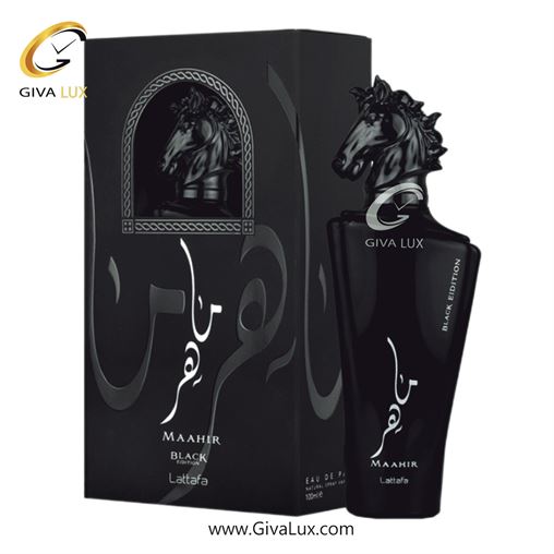 ادو پرفیوم یونیسکس لطافه اورجینال مدل Maahir Black Edition | ماهر (ماهیر) بلک ادیشن رایحه مشابه لالیک انکر حجم 100 میل